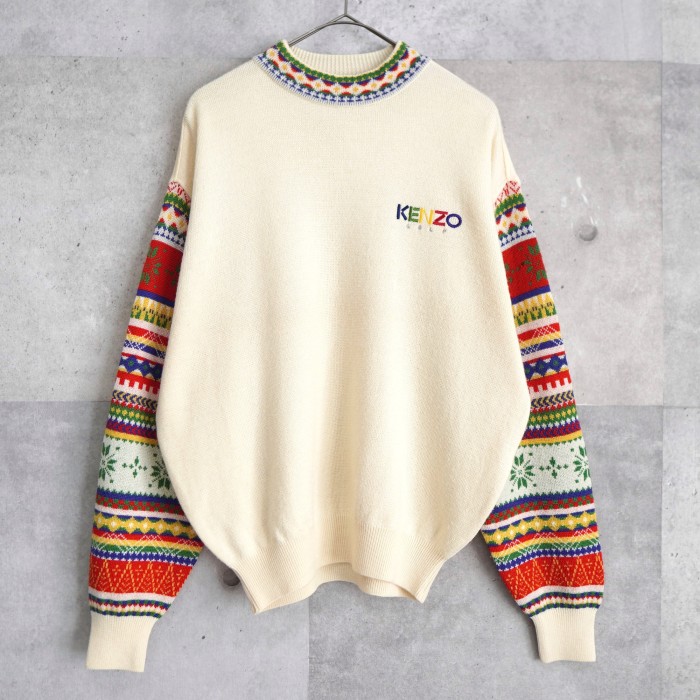 KENZO GOLF  ケンゾーゴルフ　ニット　セーター　90年代　ロゴ刺繡　日本製  Mサイズ | Vintage.City 古着屋、古着コーデ情報を発信