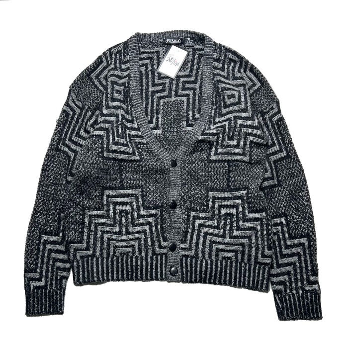 古着屋Cino似た商品はコチラ90s ビンテージ　総柄ニット　幾何学ノルディック　モノトーン　黒　ウール