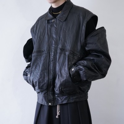 arm detachable 2WAY gimmick leather jacket レザージャケット デタッチャブル 袖パカ ギミック レザーベスト | Vintage.City 古着屋、古着コーデ情報を発信