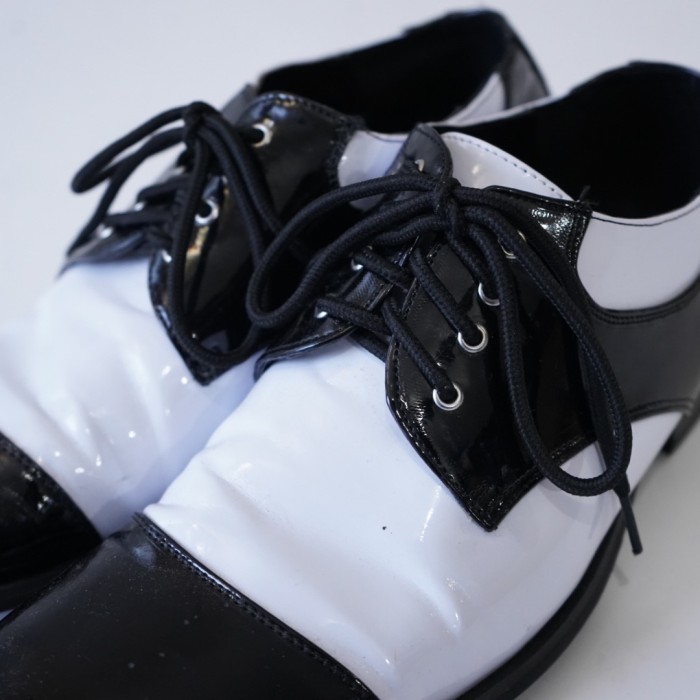 black × white glossy enamel square toe shoes ドレスシューズ エナメル バイカラー 2トーン スクエアトゥ 光沢 | Vintage.City 古着屋、古着コーデ情報を発信