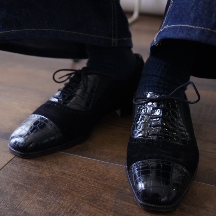 glossy python embossed leather dress shoes ドレスシューズ レザーシューズ パイソン 切り替え 光沢 | Vintage.City Vintage Shops, Vintage Fashion Trends