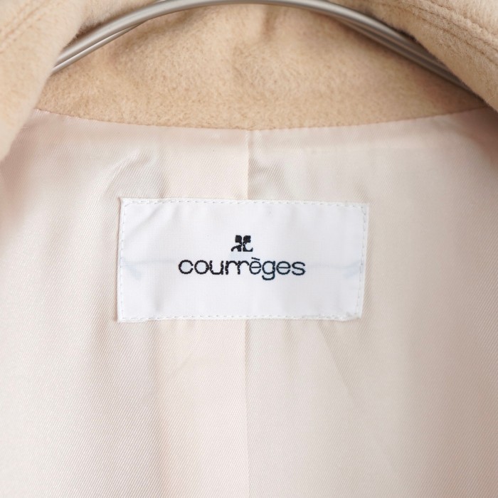 Courrèges  クレージュ　ウールコート　ロングコート　ロゴ刻印入りの大きな丸ボタン　アンゴラメインのふわふわ生地　Mサイズ | Vintage.City 古着屋、古着コーデ情報を発信