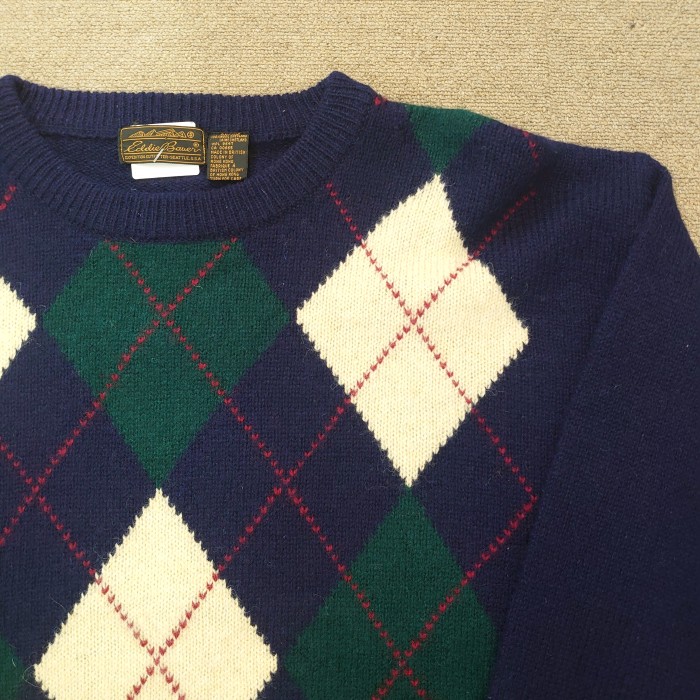 80s~ Eddie Bauer argyle design wool knit | Vintage.City 빈티지숍, 빈티지 코디 정보