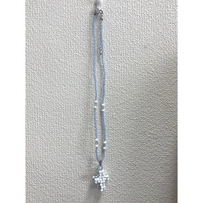necklace / ビーズネックレス 十字架 白 水色 #130 | Vintage.City 古着屋、古着コーデ情報を発信