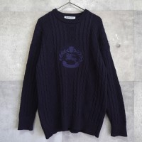 BURBERRY  バーバリー　ニット　セーター　1980〜1990年代製  ロゴ刺繍  ケーブル編み  イギリス製　Lサイズ | Vintage.City 빈티지숍, 빈티지 코디 정보