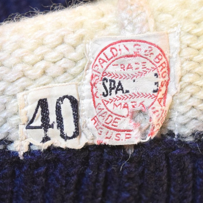 30s A.G.スポルディング＆ブロス ヴィンテージウールセーター ボートネック 生成り 紺 A.G.SPALDING & BROS. サイズL相当 古着 @CH1060 | Vintage.City Vintage Shops, Vintage Fashion Trends
