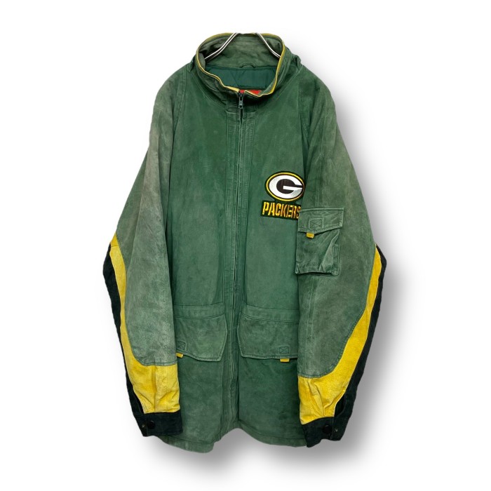 “GREEN BAY PACKERS” Padded Suede Leather Half Coat | Vintage.City 古着屋、古着コーデ情報を発信