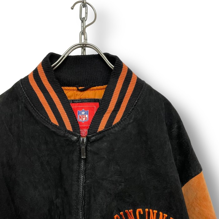 “CINCINNATI BENGALS” Padded Suede Leather Jacket | Vintage.City 古着屋、古着コーデ情報を発信