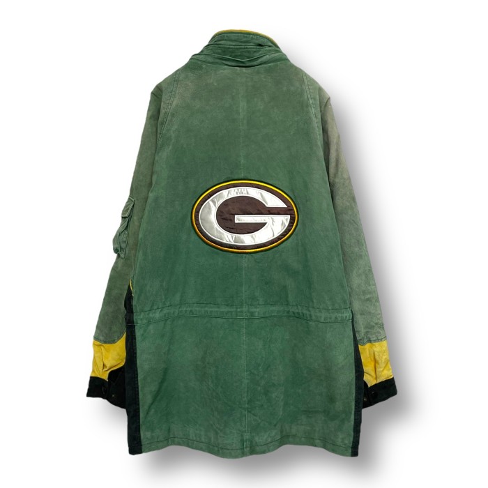 “GREEN BAY PACKERS” Padded Suede Leather Half Coat | Vintage.City 빈티지숍, 빈티지 코디 정보