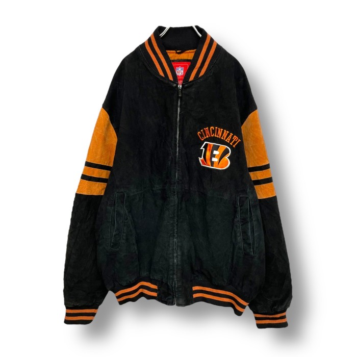 “CINCINNATI BENGALS” Padded Suede Leather Jacket | Vintage.City 빈티지숍, 빈티지 코디 정보