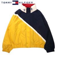 TOMMY HILFIGER 90年代 セーリングジャケット L イエロー ネイビー ナイロン フード収納式 | Vintage.City 古着屋、古着コーデ情報を発信