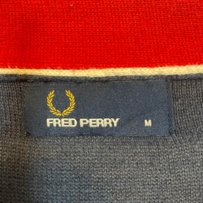 FRED PERRY line cardigan size M 配送C　フレッドペリー　ワンポイント刺繍ロゴ　コットン　ラインリブ | Vintage.City 古着屋、古着コーデ情報を発信