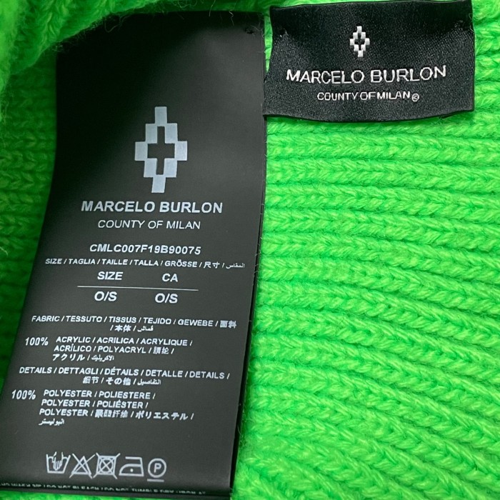 MADE IN ITALY製 MARCELO BURLON アクリルニット帽 蛍光グリーン Fサイズ | Vintage.City 古着屋、古着コーデ情報を発信