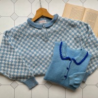 block plaid polo knit 〈レトロ古着 ブロックチェック ポロニット〉 | Vintage.City 빈티지숍, 빈티지 코디 정보