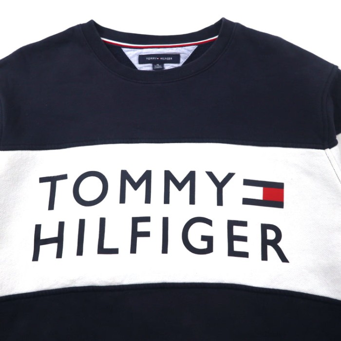 TOMMY HILFIGER ロゴプリント スウェット XL ネイビー コットン 裏起毛 ビッグサイズ | Vintage.City 古着屋、古着コーデ情報を発信