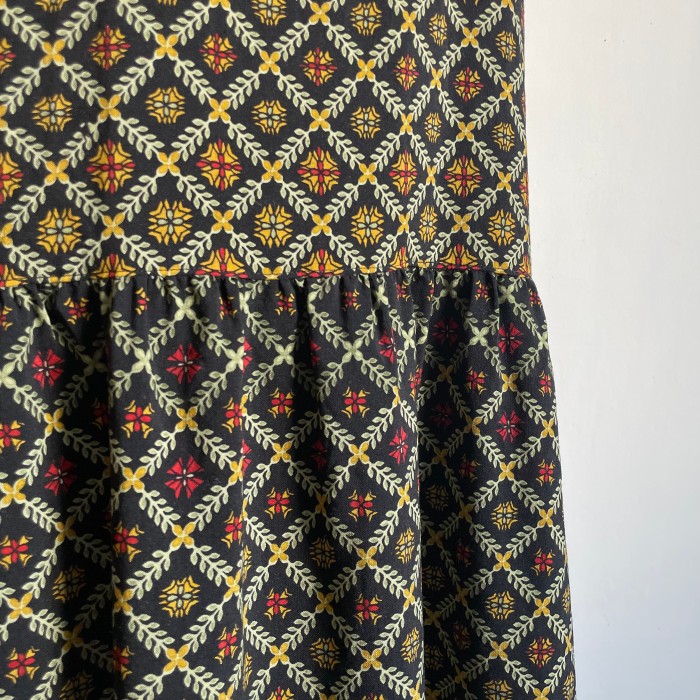 provence pattern A-line dress〈レトロ古着 プロバンス柄 Aライン ワンピース 黒〉 | Vintage.City 古着屋、古着コーデ情報を発信