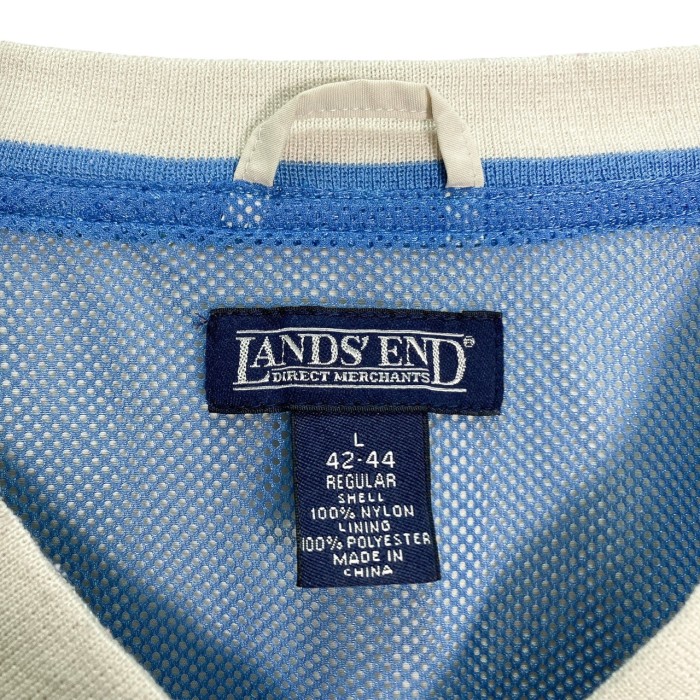 90s LANDS'END L/S Ivory × Blue nylon pullover | Vintage.City 빈티지숍, 빈티지 코디 정보