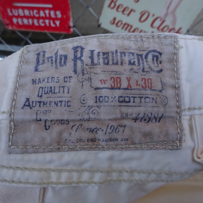 ラルフローレン チノパン W38L30 ホワイト 刺繍ロゴ ロング丈 シンプル 9695 | Vintage.City 古着屋、古着コーデ情報を発信