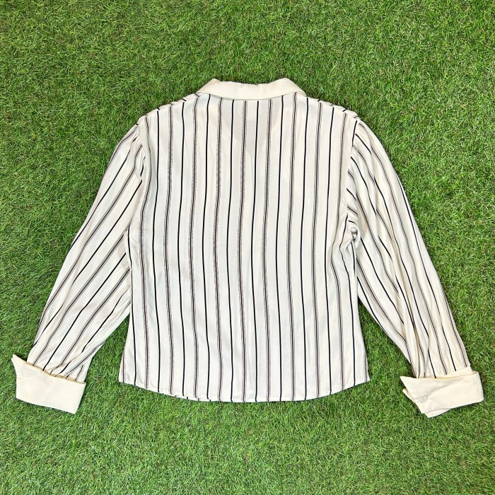 【Lady's】80s ビックカラー ストライプシャツ / Made In USA Vintage　ヴィンテージ 古着 ブラウス 白 | Vintage.City 古着屋、古着コーデ情報を発信