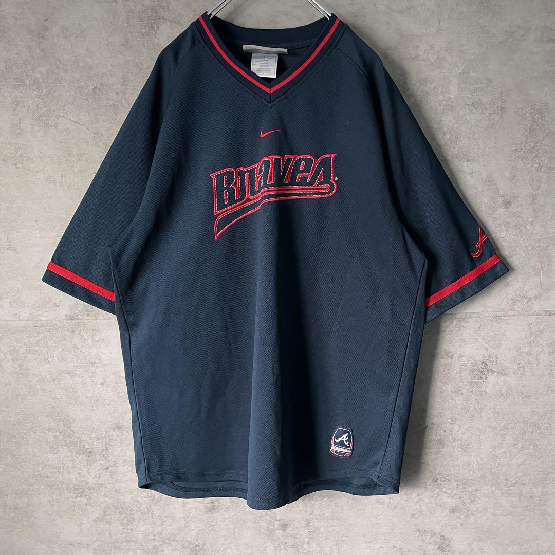 NIKE MLB Atlanta Braves game ringer T-shirt size L 配送B ナイキ