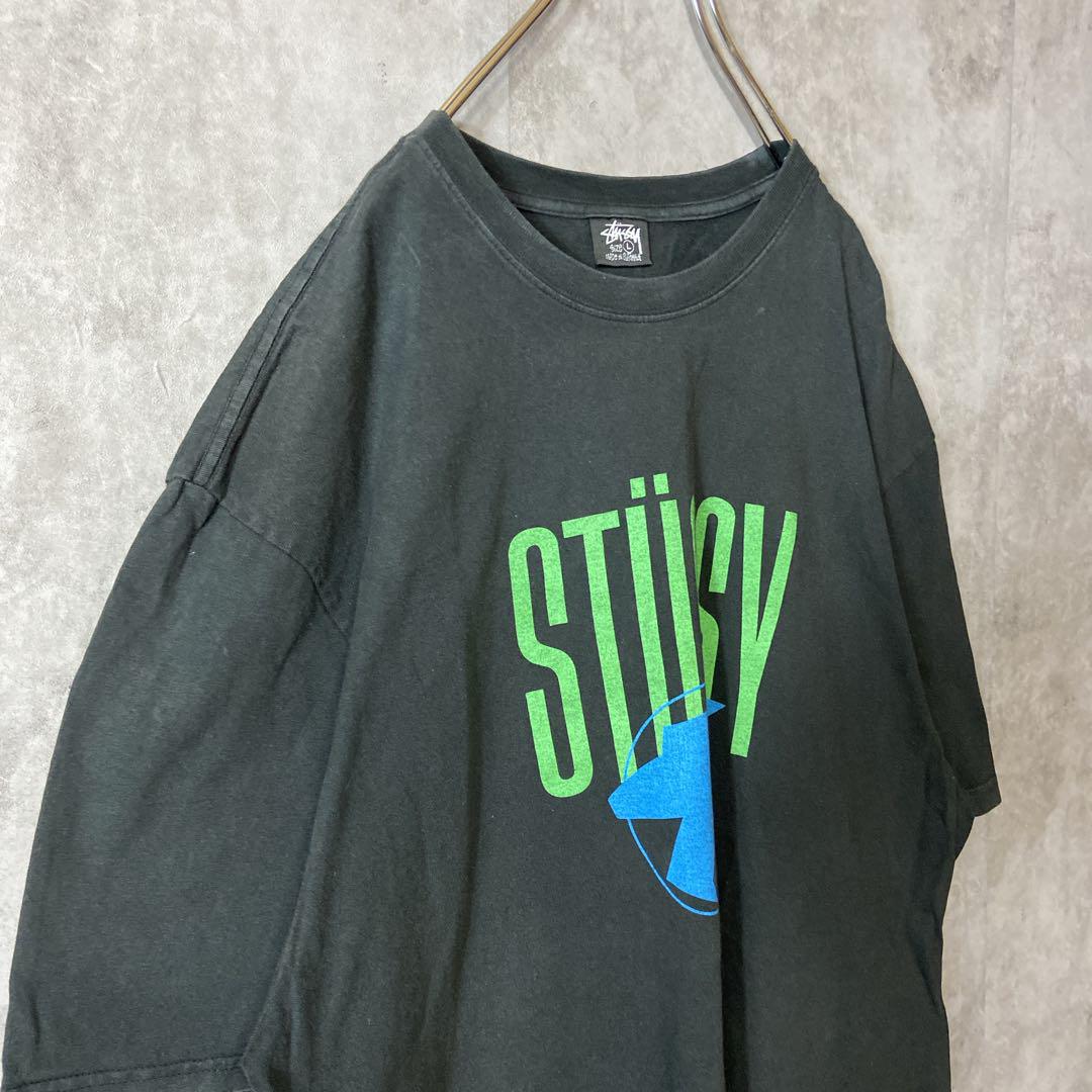STUSSY surfman print T-shirt size L 配送A サーフマン ビッグロゴ