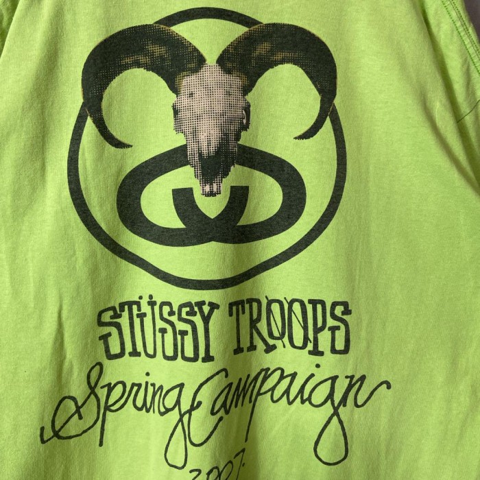 STUSSY 00's sslink buffalo backprint T-shirt size L 配送A　ステューシー　バッファロー　ネオンカラーTシャツ | Vintage.City 古着屋、古着コーデ情報を発信