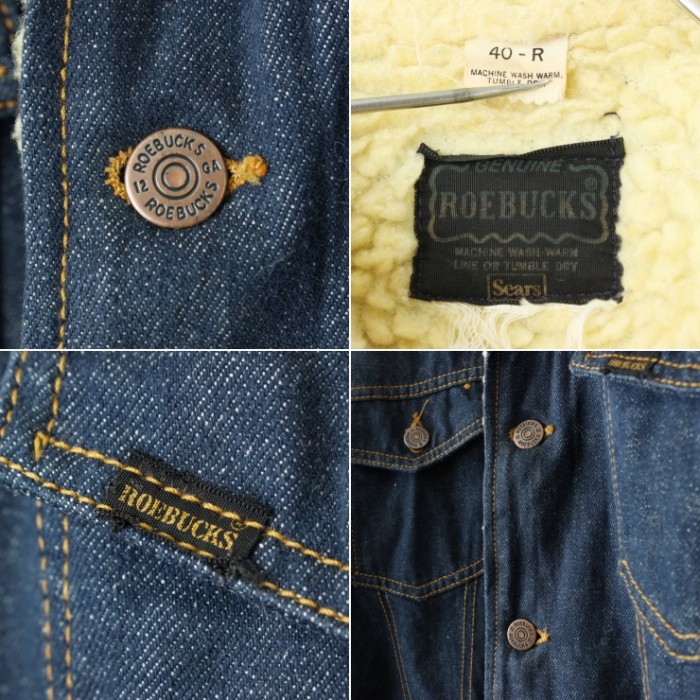 70s USA Sears ROEBUCKS ボア デニム ジャケット ワーク 40 メンズM相当 ブルー アメリカ古着 | Vintage.City 古着屋、古着コーデ情報を発信