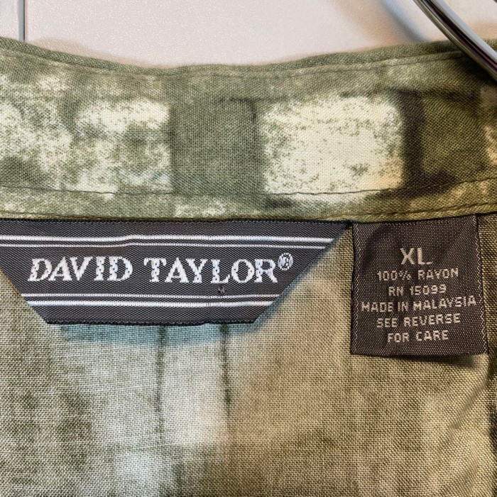 DAVID TAYLOR vintage rayon polo size XL 配送C　ノーブランド　レーヨンシャツ　総柄　くすみグリーン | Vintage.City 古着屋、古着コーデ情報を発信