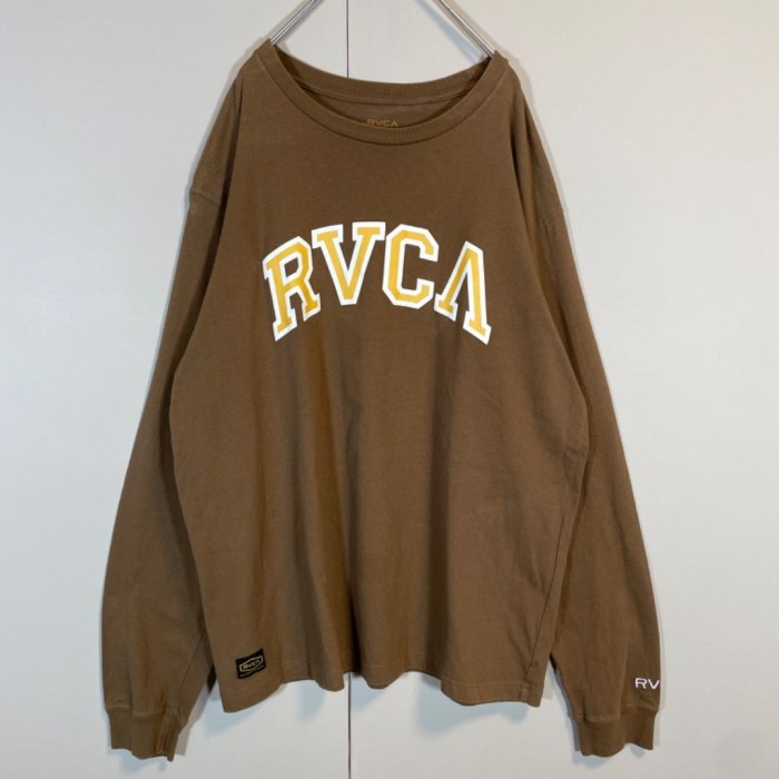 RVCA big logo long sleeve T-shirt size L 配送C ルーカ　ロンT ビッグロゴ　ブラウン | Vintage.City 빈티지숍, 빈티지 코디 정보