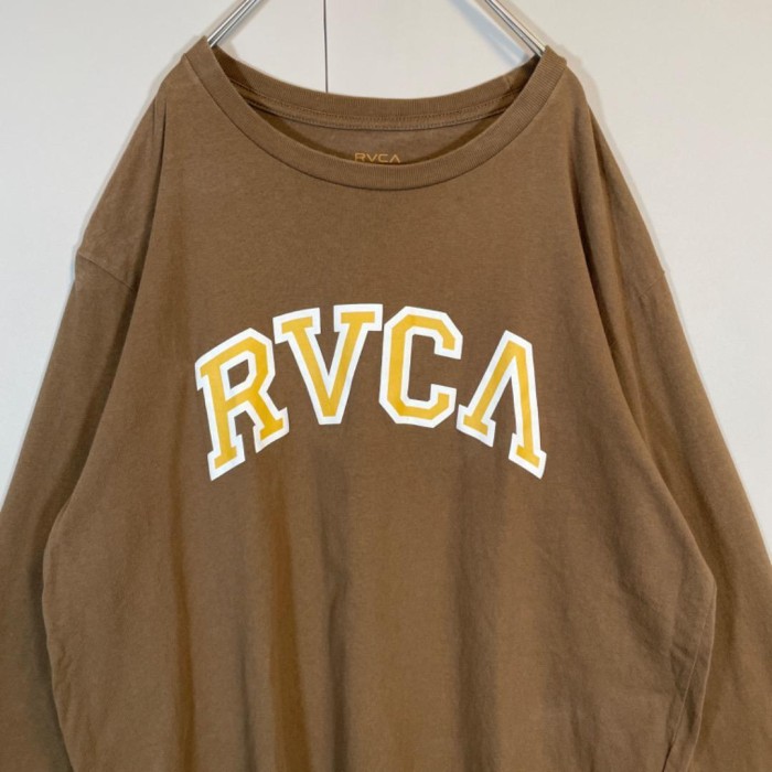 RVCA big logo long sleeve T-shirt size L 配送C ルーカ　ロンT ビッグロゴ　ブラウン | Vintage.City 빈티지숍, 빈티지 코디 정보