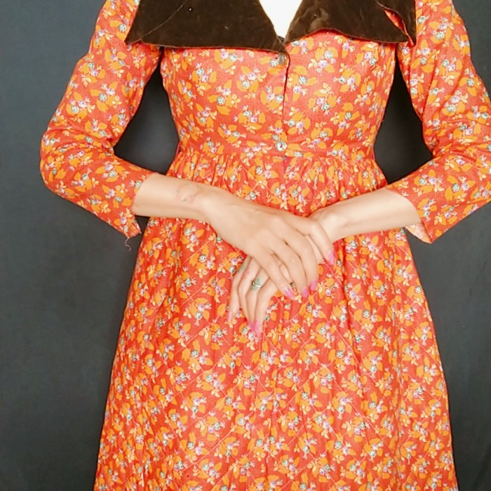 70sILGWU/FlowerPatternquiltingdress | Vintage.City 古着屋、古着コーデ情報を発信