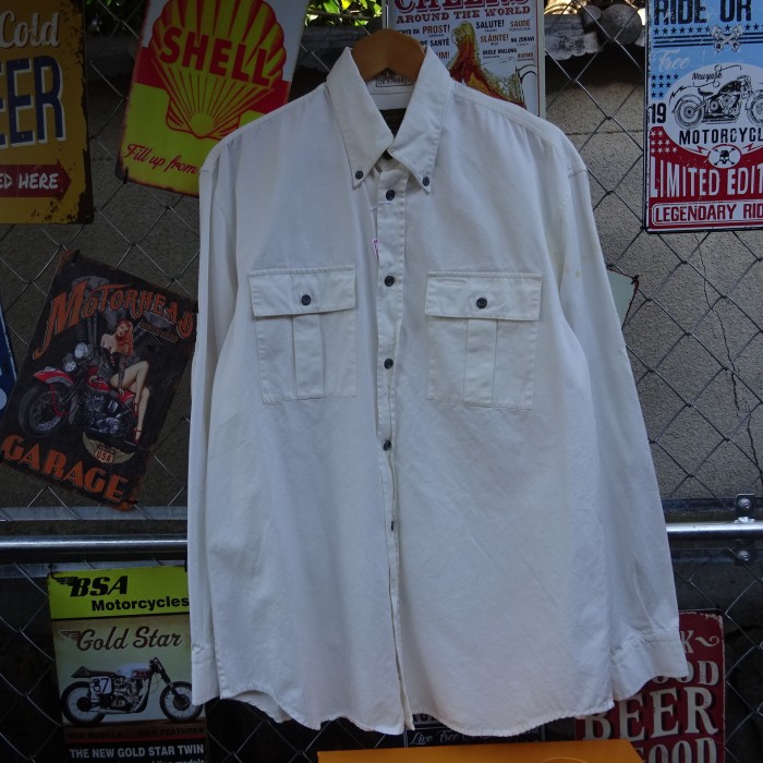 カルバンクライン ワークシャツ XL ホワイト 胸ポケット ボタンダウン 長袖 9721 | Vintage.City 古着屋、古着コーデ情報を発信