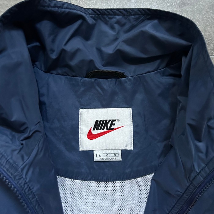 90s NIKE ナイキ ナイロンジャケット 白タグ ネイビー L