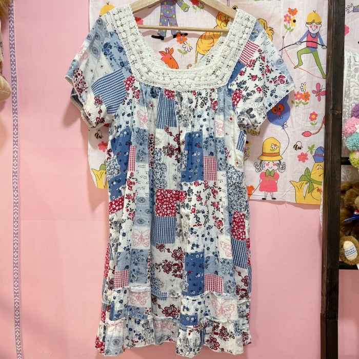 patchwork pattern tunic | Vintage.City 古着屋、古着コーデ情報を発信