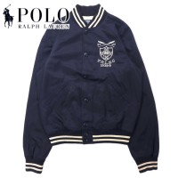 Polo by Ralph Lauren リブライン スタジャン ボタスタ バーシティジャケット S ネイビー コットン ナイロン P.R.L.S.C 1938-9 | Vintage.City 古着屋、古着コーデ情報を発信
