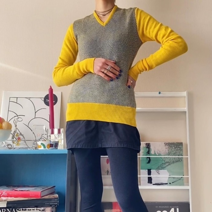 benetton | yellow knit shirt【Italy】 | Vintage.City 빈티지숍, 빈티지 코디 정보