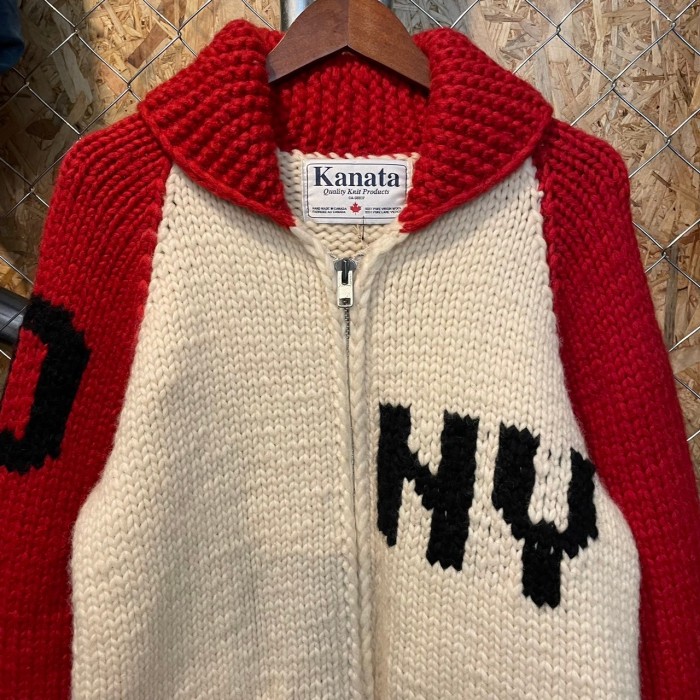 KANATA カナタ カウチン ニット セーター フルジップ ウール カナダ製