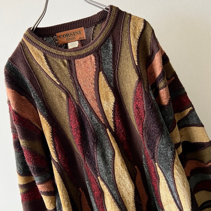 90-00's Euro 3D Knit Sweater (made in Italy) | Vintage.City 古着屋、古着コーデ情報を発信