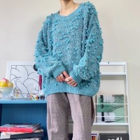 turquoise blue pompom knit | Vintage.City 빈티지숍, 빈티지 코디 정보