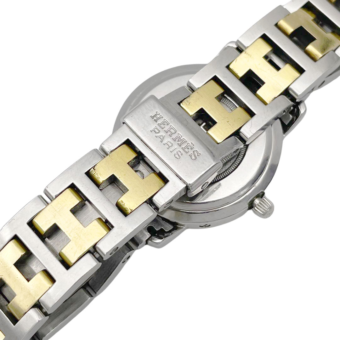 HERMES エルメス レディース腕時計 クリッパー QZ デイト コンビ ゴールド シルバー 白文字盤 CL4.220 | Vintage.City