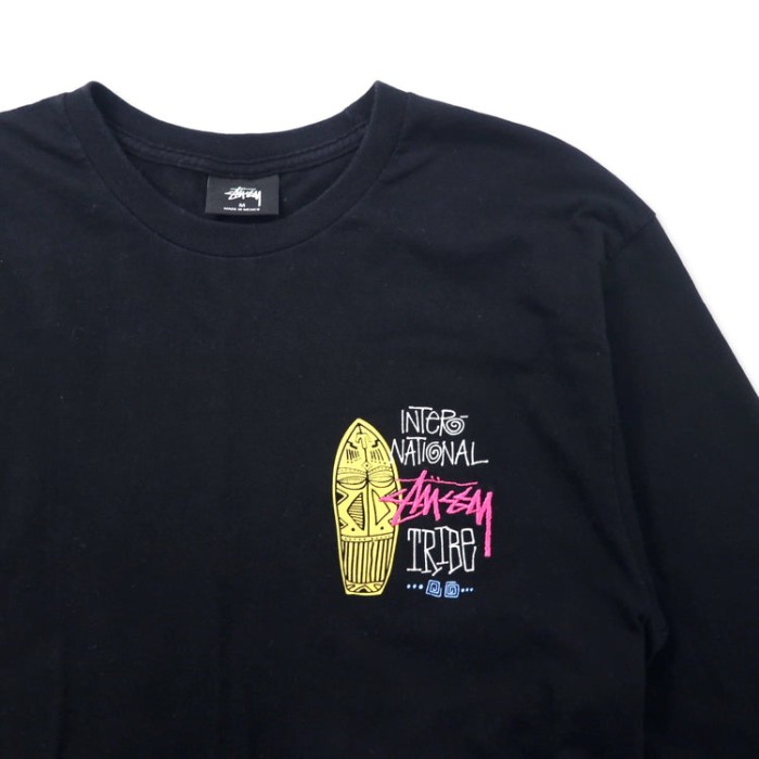 Stussy ロングスリーブ Tシャツ ロンT M ブラック コットン ワンポイントロゴ刺繍 メキシコ製 | Vintage.City 古着屋、古着コーデ情報を発信