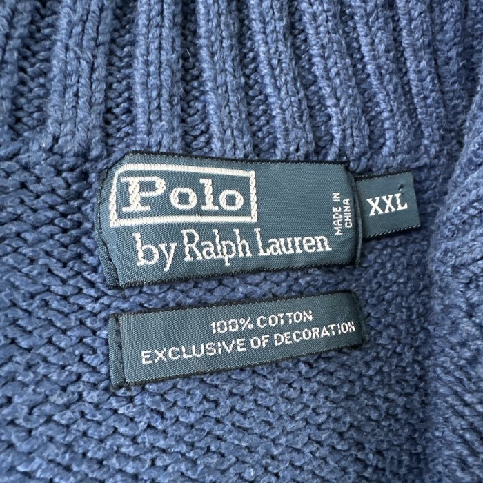 Polo Ralph Lauren　ラルフローレン　コットンニット　ハーフジップ　セーター　XXLサイズ　サックスブルー  古着 | Vintage.City 古着屋、古着コーデ情報を発信
