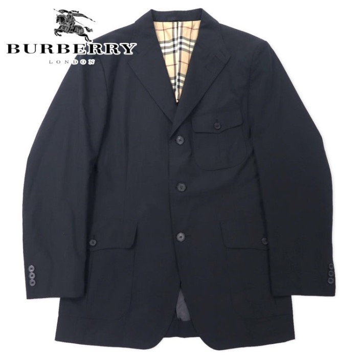 BURBERRY ピーチスキン 3B テーラードジャケット M ブラック コットン 日本製 | Vintage.City 古着屋、古着コーデ情報を発信