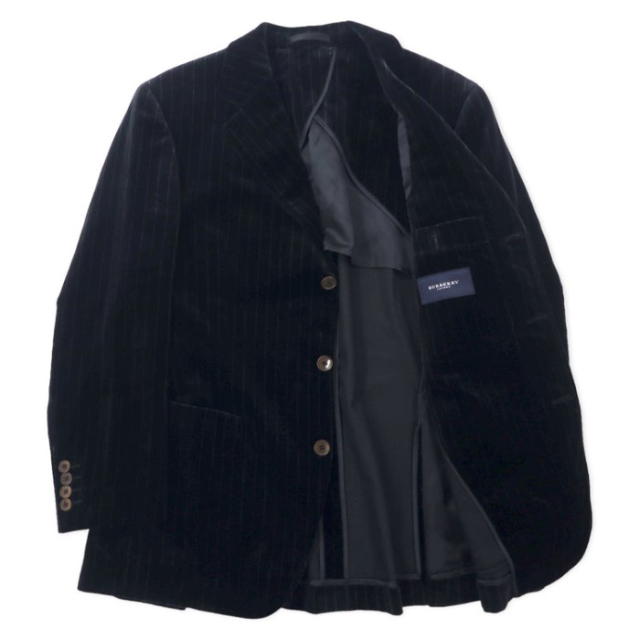 BURBERRY ベロア 3B テーラードジャケット 165 ブラック ストライプ コットン 日本製 | Vintage.City 古着屋、古着コーデ情報を発信
