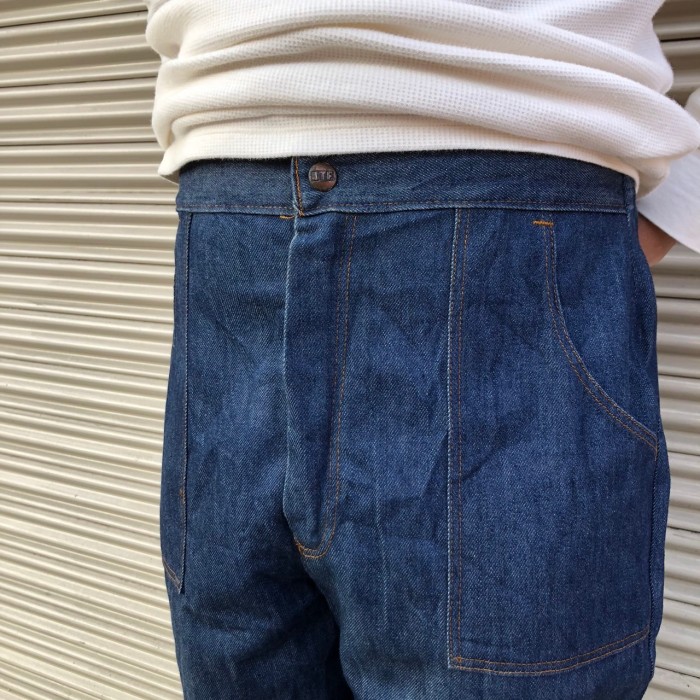 濃紺 70s sears JTF Jeans That Fit デニム ベイカー パンツ 真っ紺 ジーンズ ウエストゴム ヴィンテージ デニムパンツ タロンジップ | Vintage.City 古着屋、古着コーデ情報を発信
