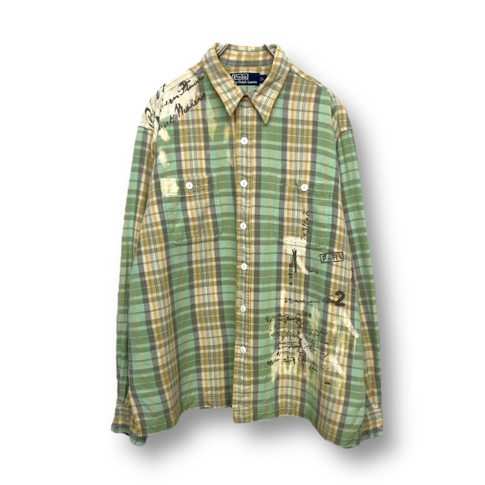 “Polo by Ralph Lauren” L/S Bleach × Print Heavy Flannel Shirt | Vintage.City 古着屋、古着コーデ情報を発信