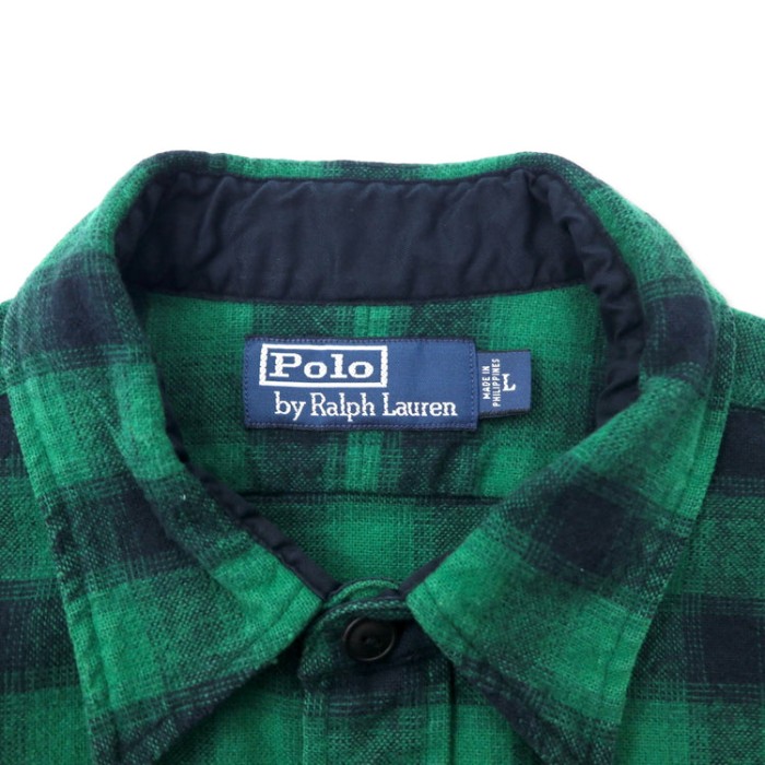 Polo by Ralph Lauren フランネル ワークシャツ L グリーン チェック コットン | Vintage.City 古着屋、古着コーデ情報を発信