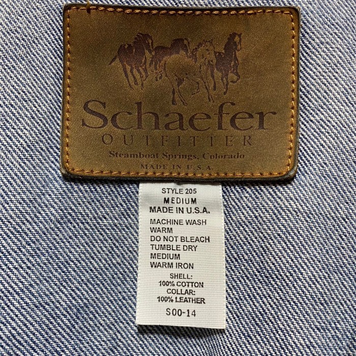“Schaefer” Leather Collar Denim Jacket 「Made in USA」 | Vintage.City 古着屋、古着コーデ情報を発信