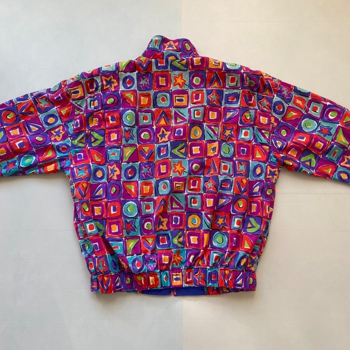 Liz sport | square patterned nylon jacket | Vintage.City 古着屋、古着コーデ情報を発信