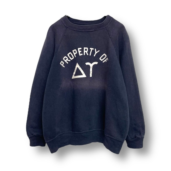 60's “PROPERTY OF ΔΥ” Flocky Print Sweat Shirt | Vintage.City 古着屋、古着コーデ情報を発信